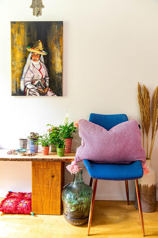 Moroccan Berber Pillowcase Wool Rose - safi home design