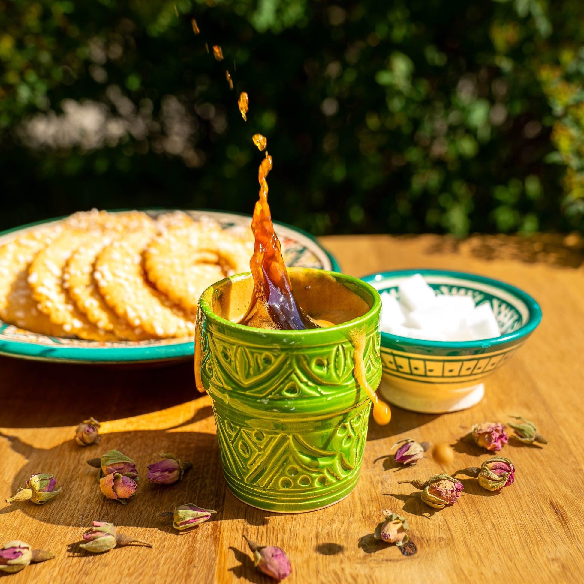 Set of 6 Cups Safi engraved green, orange & Rose 150ml - safi home design
